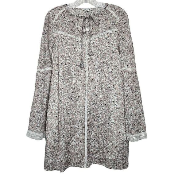 Rebecca Minkoff Floral Pleated Lace Bell Sleeves Mini Dress Size Small - Picture 1 of 12